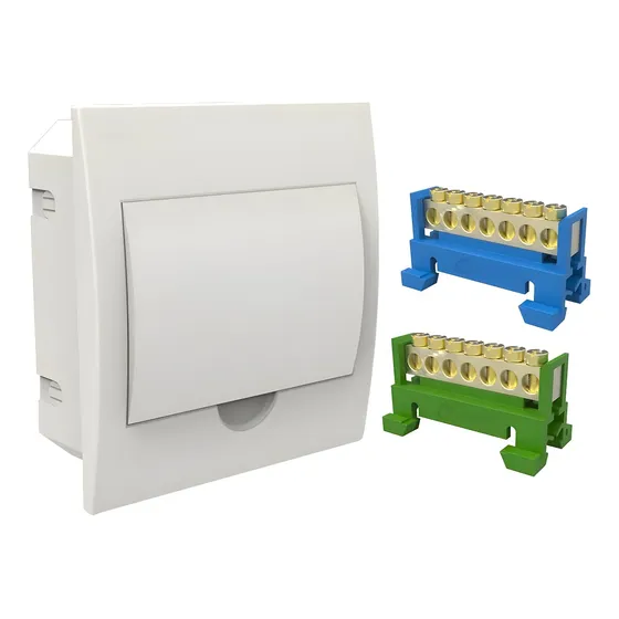 Kit Caixa P/ 8 Disjuntor + Barramento  Terra E Neutro 7 Polo