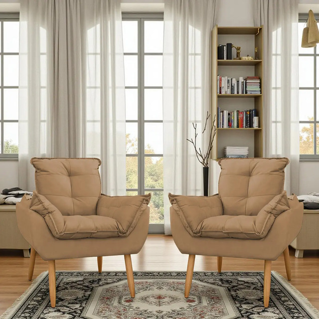Kit 2 Poltronas Decorativa Opala Para Quarto Sala De Estar