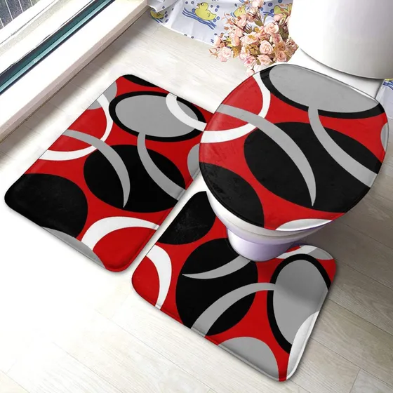 Uego Alfombra Baño 3 Pieza Moderna Circulo Remolino Color U