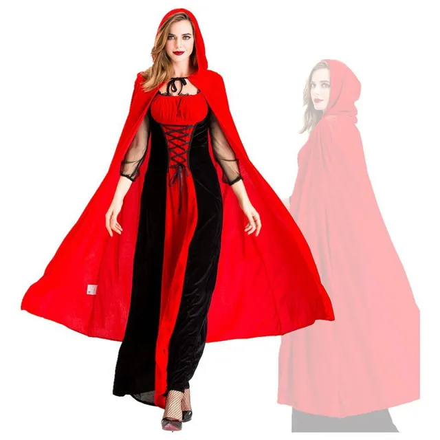 Disfraz De Capa Roja Y Negra De Reina Vampiro De Halloween 2023
