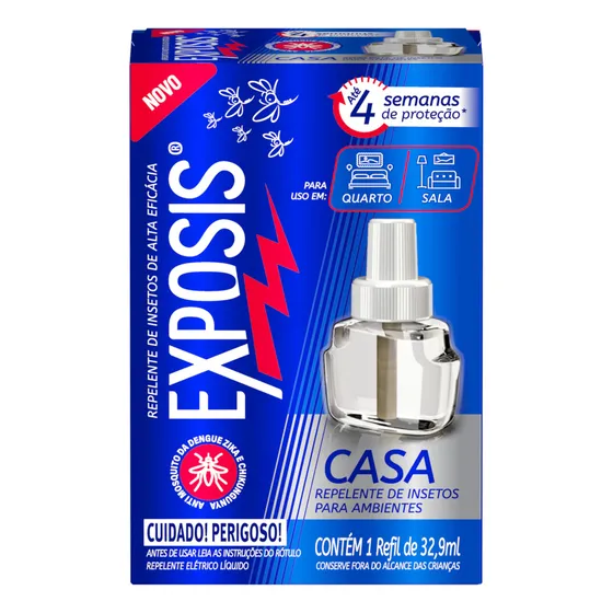 Repelente Exposis Casa Repelente Eletrico Até 4 Semanas de Proteção 1 Refil 32,9ml