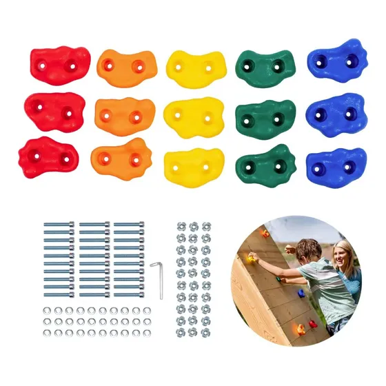 15 Pcs Piedras Soportes Escalada Pernos Con Nuts Madera Kit