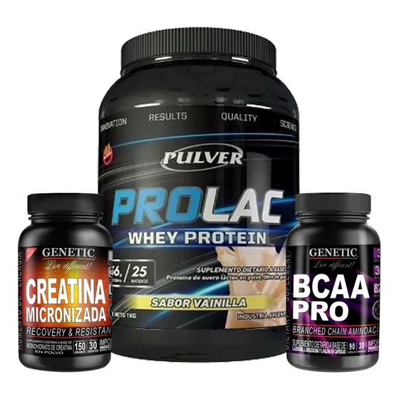 Prolac Proteía Bcaa Creatina Micronizada 100% Pura Genetic Sabor Vainilla