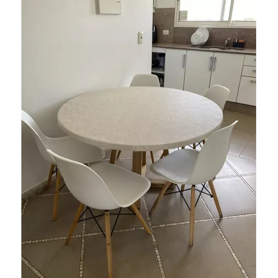 Mantel Ajustable Redondo 1,20m De Diám Ecocuero Texturado 