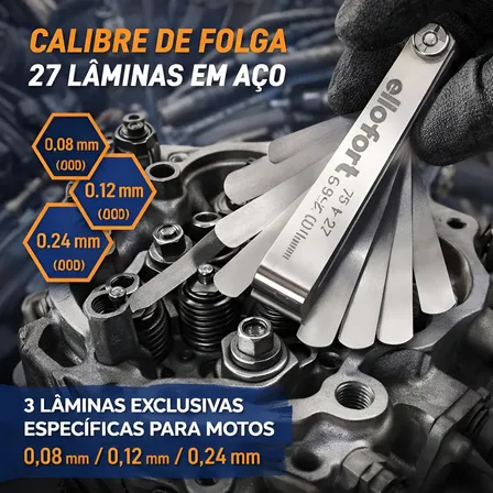 Calibre De Folga C/ 27 Laminas Regulagem Valvula Carro Motos