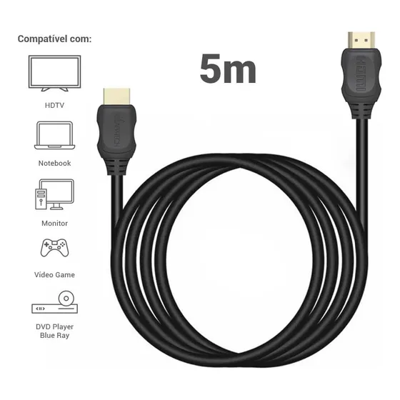 Cable Hdmi 5 Metros Full Hd 4k Compatible Ps4 Ps5 Xbox S X