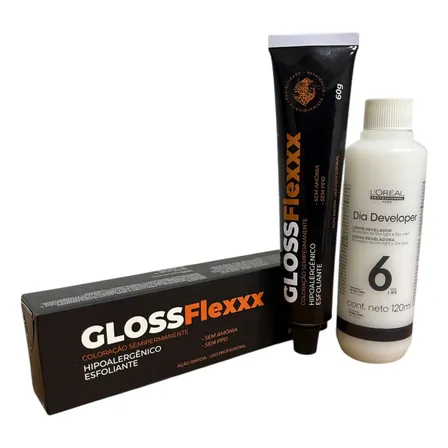 Coloração Gloss Flexxx Express 60g + Ox 06 Vol 120ml Loreal Única 3 A 10