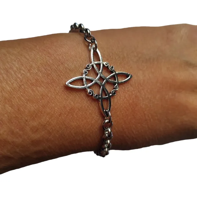 Pulsera Acero Con  Nudo De Luz De Brujas Protección 