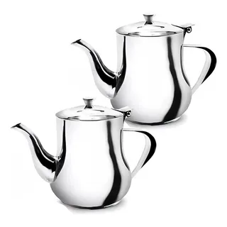 2 Bule Inox 280ml Chå, Café E Leite Com Alça Modelo Imperial Cor Cinza Claro 2 Bule Inox 280ml Chå, Café E Leite Com Alça Modelo Imperial Cor Cinza Claro