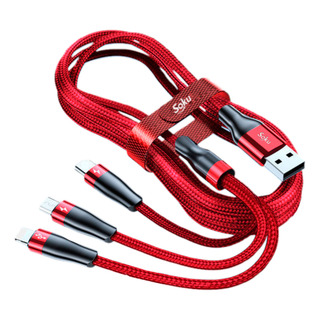 Cable Usb Tipo C/ Micro Usb/ 8 Pines 3 En 1 Datos Carga Color Rojo Cable Usb Tipo C/ Micro Usb/ 8 Pines 3 En 1 Datos Carga Color Rojo