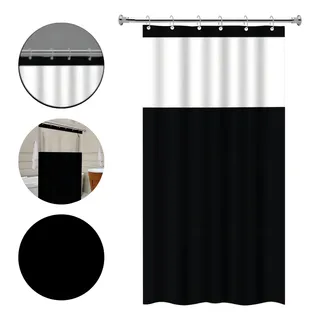 Cortina Box Banheiro Lisa Antimofo Pvc C/ Visor Transparente Cor Preto Liso Cortina Box Banheiro Lisa Antimofo Pvc C/ Visor Transparente Cor Preto Liso