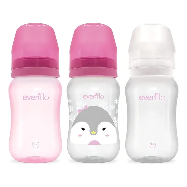 Set de Biberones Evenflo Cuello Ancho 260ml 3 Piezas