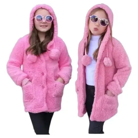 Casaco Blusa Infantil Feminino Teddy Capuz Inverno Frio