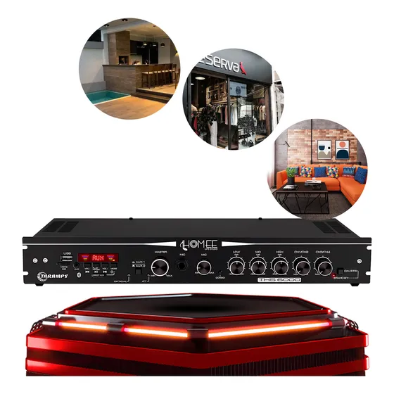 Amplificador Receiver Bluetooth Som Ambiente Fm Usb Sd 400w