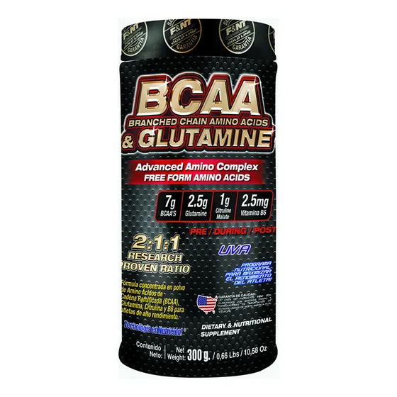 Bcaa & Glutamine 300 Gr Aminoacidos 2:1:1  Sabor Uva F&nt