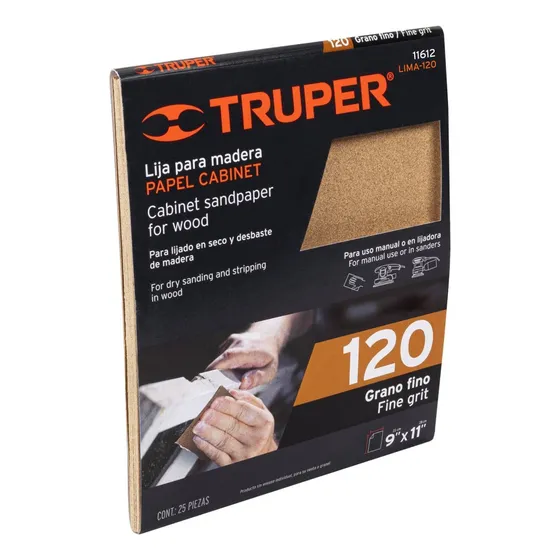 Lija Para Madera Papel Cabinet, Grano 120, Truper