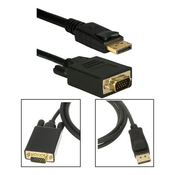 Adaptador Cabo Displayport Vga Vídeo Pc Monitor Full Hd 1,8m