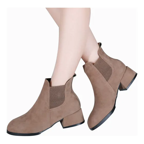 Botines Para Mujer Elegantes Chelsea Con Punta Redonda