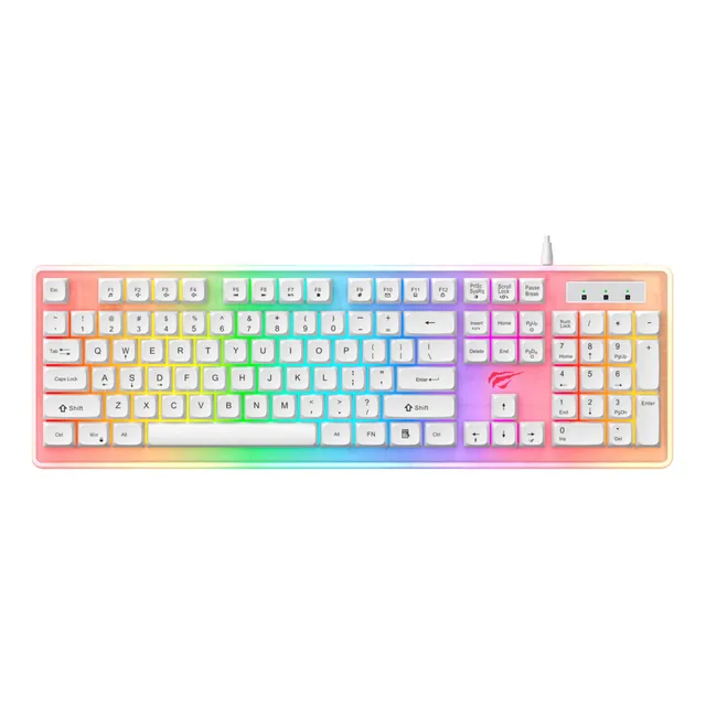 Teclado Gamer Iluminación Rgb Alámbrico Teclas Multimedia Pc Color Del Teclado Diseño Idioma Español KB876L-SP