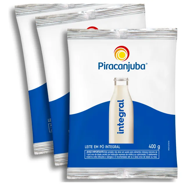 Pack 3 Und Leite Em Pó Integral Piracanjuba 400g Kit 3x400g