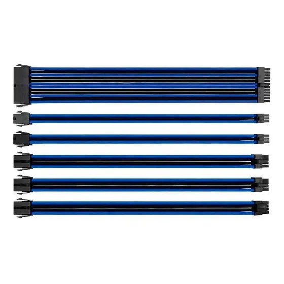 Kit Cabos Sleeved Tt Mod Preto E Azul 300mm