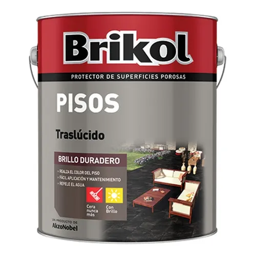 Brikol Pisos Traslucido Incoloro Brillo Duradero X 4lts Protege Y Decora