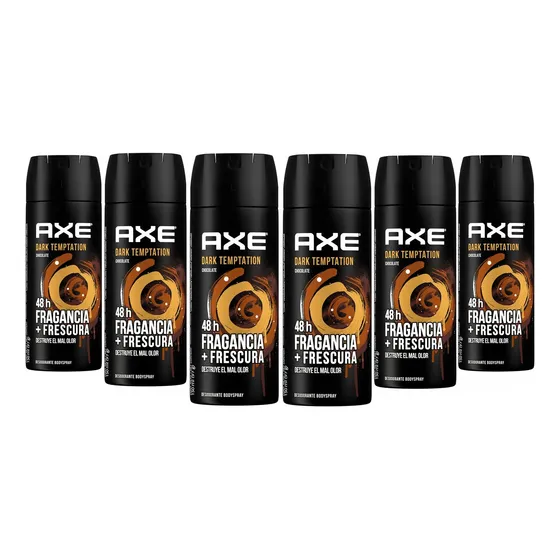 Pack X6 Desodorante Body Axe Dark Temptation Chocolate