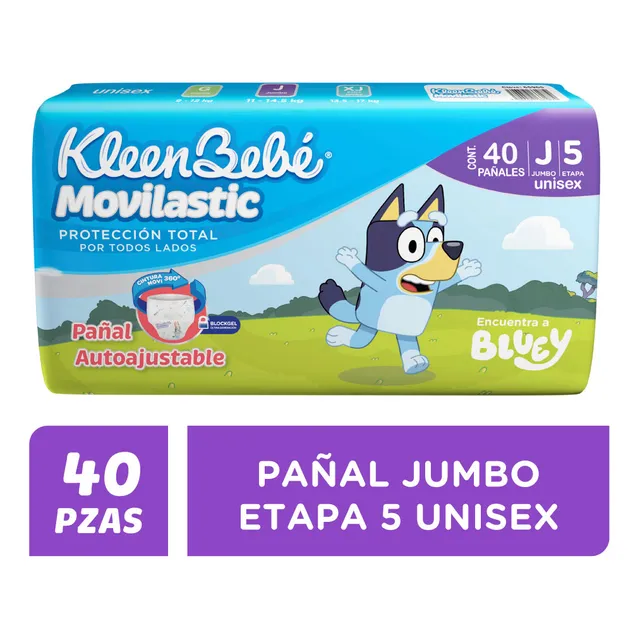 Pañales KleenBebé Movilastic Etapa 5 Unisex 40 Piezas