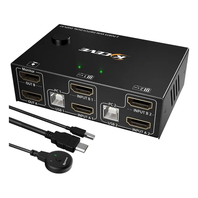 Conmutador Kvm De Doble Monitor Hdmi 2 Puertos 4k A 30 Hz, C