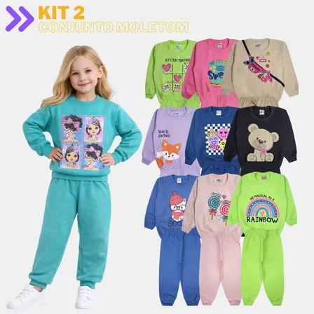 Kit 4 Peças De Moletom Frio Inverno Menina = 2 Conjuntos