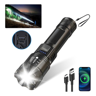 Linterna Portátil De Alta Potencia Con Zoom Impermeable Usb Linterna Portátil De Alta Potencia Con Zoom Impermeable Usb