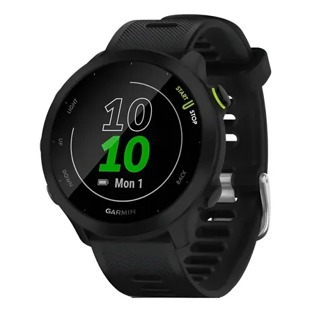 Relógio Smartwatch Garmin Forerunner 55 Mesh com monitor de frequência cardíaca, preto