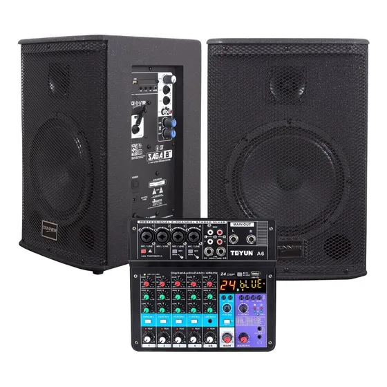 Caixa Ativa E Passiva Mesa 6 Canais Blueth Kit C/ 225 Watts