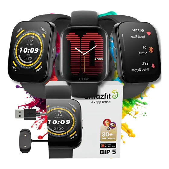 Relógio Smartwatch Bip 5 Amazfit Global Gps Tela Amoled 1.91