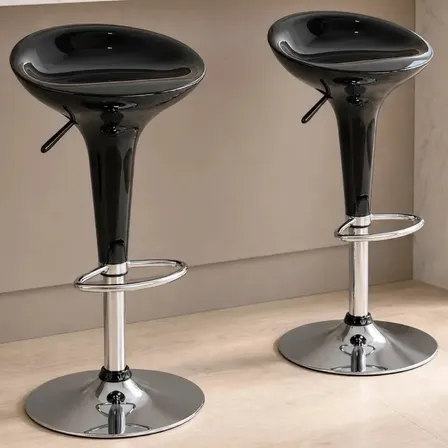 Kit 2 Banquetas Giratórias Prime P010 Cozinha Balcão Preto ABS