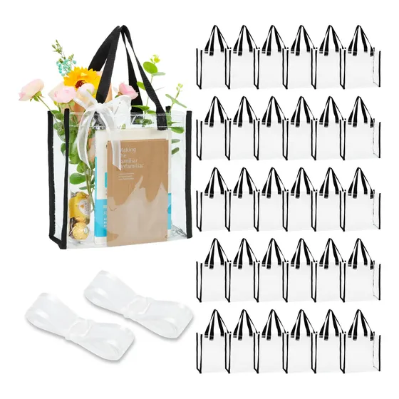 30 Bolsa Transparente Granel Cinta Regalo 10 X 4  Asa Pvc