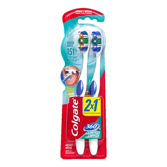 Cepillo Colgate 360 Mediano Twin X 2 Unidades