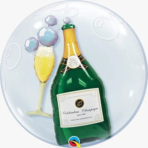 Qualatex - Balão Bubble Ano Garrafa De Champagne E Taça