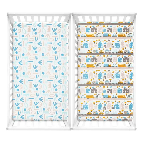 Set De 2 Sabanas Ajustables Para Cuna 132 Cm X 71 Cm X 20 Cm