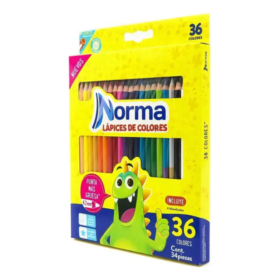 Lapices De Colores Norma Redondos 36 Pzas Con Metalicos