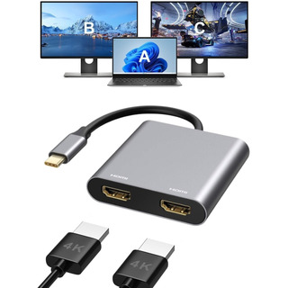 Adaptador Usb C Para Hdmi - Dois Monitores - 4k 30hz Adaptador Usb C Para Hdmi - Dois Monitores - 4k 30hz