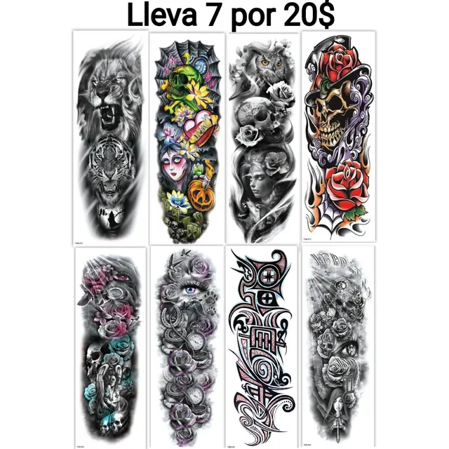Tatuajes Temporales Brazo Completo O Pierna 17x48 Cm