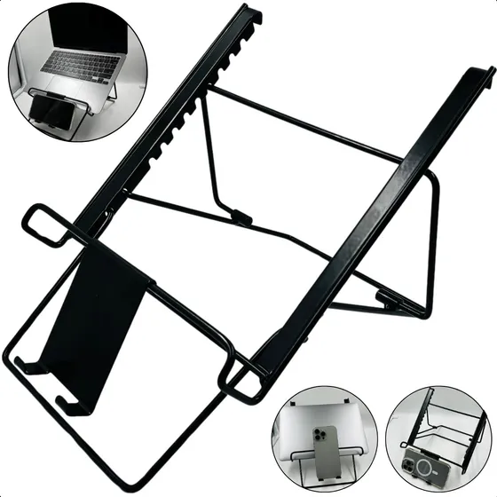 Suporte Para Notebook Ergonômico Regulável Com Apoio Celular