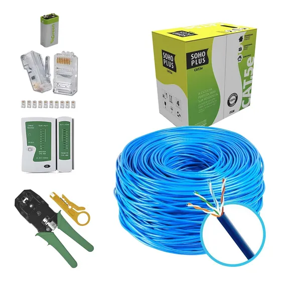 Kit 150m Cabo Rede Furukawa + Testador + Alicate + 50 Rj45
