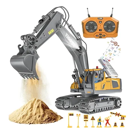 Escavadeira Rc Lictin 11 Canais Pá Metal 1:16 Controle Remoto 2,4 Ghz Laranja Caminhão Escavadeira Trator