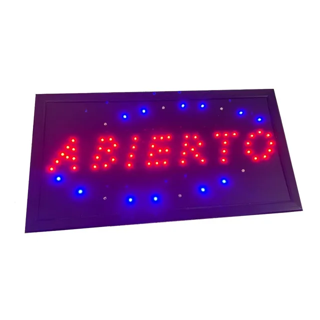 Cartel Abierto Led Luminoso Luces Movimiento Comercio Local