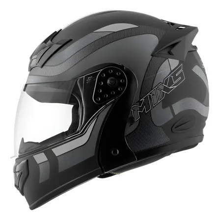 Capacete Escamoteável Mixs Gladiator Articulado Cor Preto/grafite/cinza Desenho Delta Tamanho Do Capacete 58