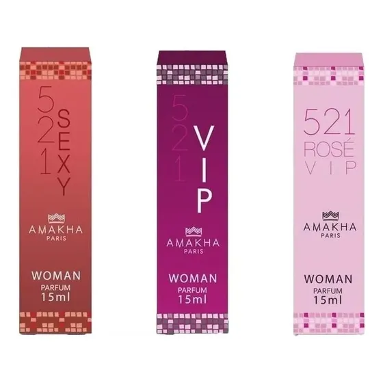  Perfume Vip Rose + Sexy + Vip Woman  Amakha C/ Envio Gratis