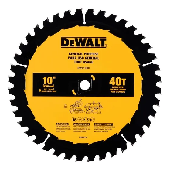 Disco Sierra Dewalt Dwa11040 40 Dientes 10 Pulgadas