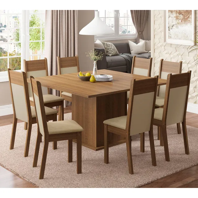 Conjunto Comedor Madesa Panamá Mesa Tapa Madera Con 8 Sillas